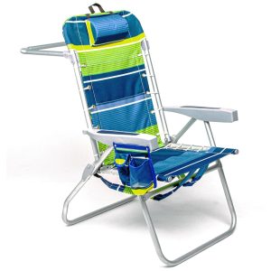 Cadeira de Praia Portátil e Dobrável com 5 Posições e Bolsa de Armazenamento Homevative Verde Limão