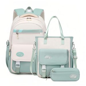 Mochila escolar Mildame infantil juvenil azul conjunto 3 peças mochila leve infantil unissex com pingente decorativo à prova d’água