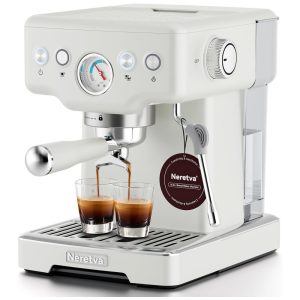 Máquina de Café Expresso 15 Bar com Bocal de Leite e Tanque de Água Removível de 18L 110V 1450W Neretva Branca