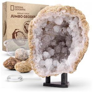 Kit de Ciências da Terra NATIONAL GEOGRAPHIC Break Open 5 Jumbo Geodes com 5 Geodos Extra Grandes Premium com Cristais Óculos Blue Marble