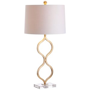 Abajur Luminária de Mesa Estilo Contemporâneo Transicional com 80 cm de Altura para Quarto Sala de Estar e Escritório 110V 100W JONATHAN Y Dourada