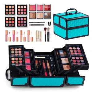 Color Nymph Kit de Maquiagem Completo All In One Verde – Estojo Portátil com 36 Sombras Iluminador Blush Gloss e Pincéis