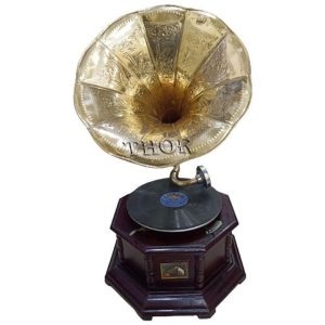 Gramofone Toca Discos Retrô para Presentes de Decoração de Casa THOR INSTRUMENTS Marrom Escuro