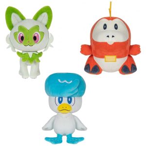 Kit de pelúcias Pokémon Paldea Jazwares Fuecoco Quaxly Sprigatito 3 unidades altura 20cm
