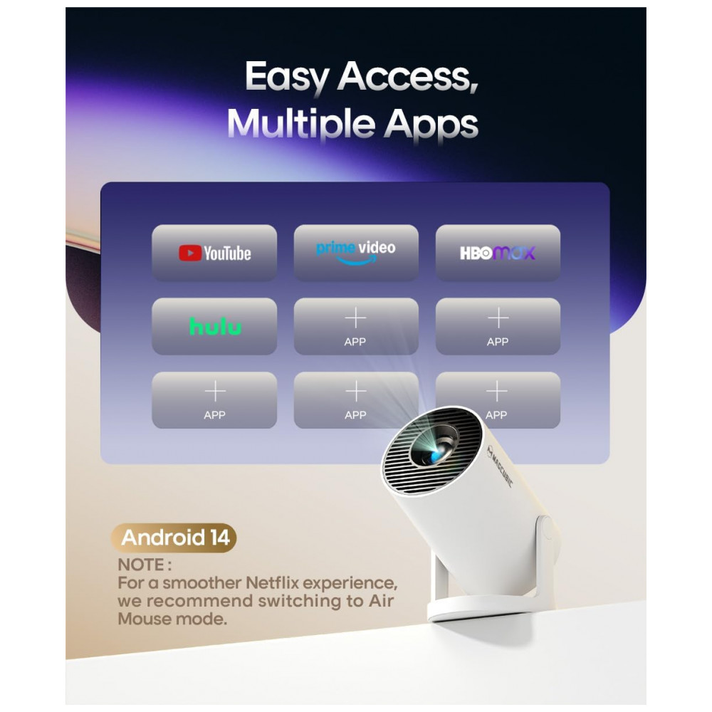 Projetor Mini Magcubic 2025 Upgraded HY300PRO com WiFi e Bluetooth, Suporte 4K, Correção Automática Keystone, Rotação de 180 Graus, - Imagem 5