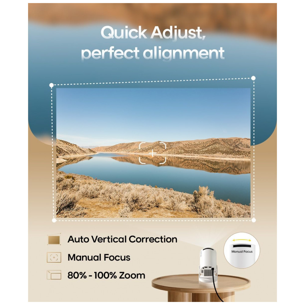 Projetor Mini Magcubic 2025 Upgraded HY300PRO com WiFi e Bluetooth, Suporte 4K, Correção Automática Keystone, Rotação de 180 Graus, - Imagem 6