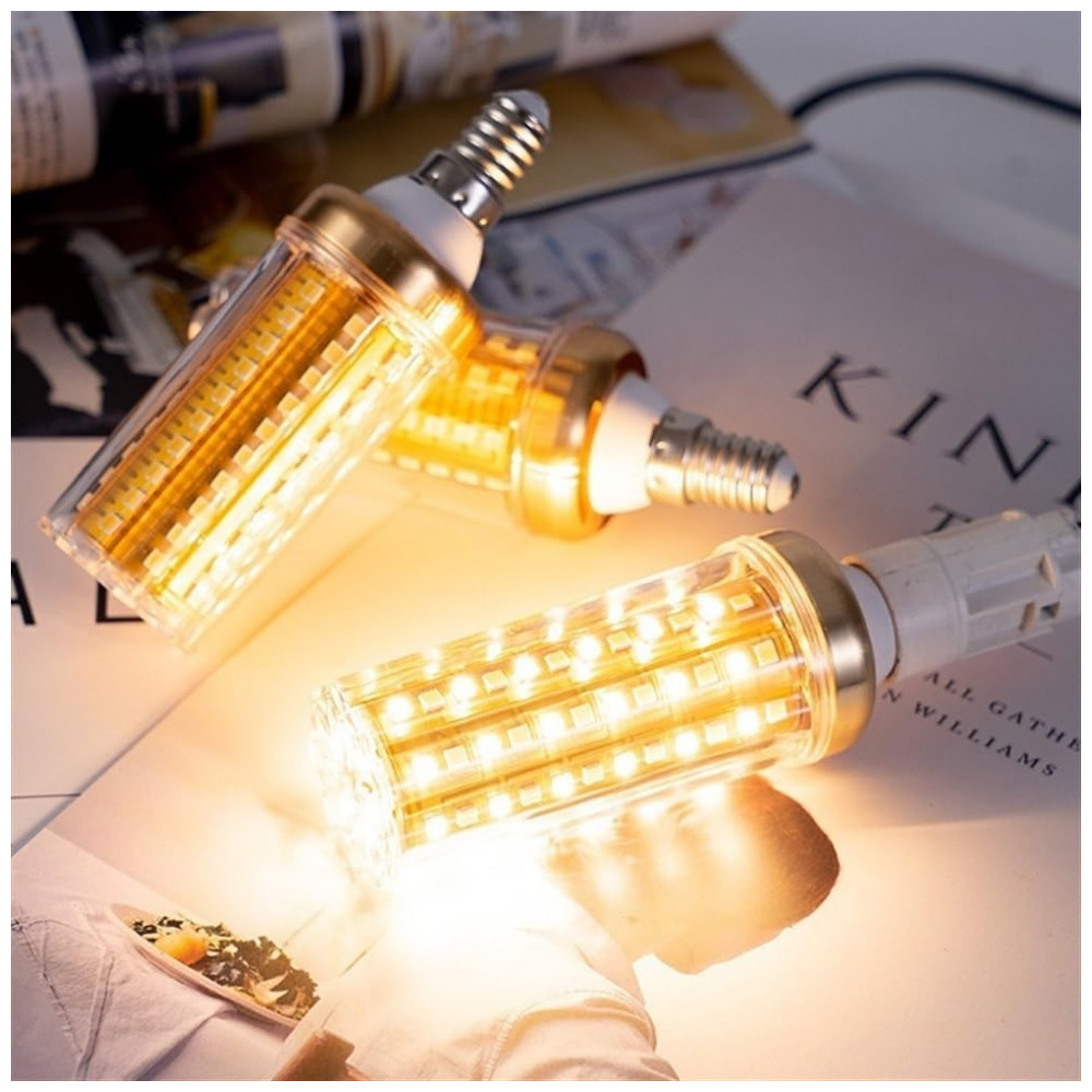 YSJX Lights Pack 20 Lâmpadas LED Corn E27/E14 18W 8500LM Luz Quente Tricolor para Casa, Pendentes e Iluminação Residencial Econômica,Generic - Imagem 5
