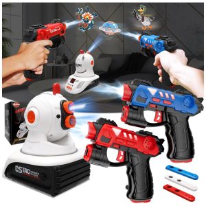 Conjunto de Pistola de Brinquedo com Laser Tag 2 Pistolas e Projetor para Crianças de 4 a 12 Anos VATOS BB8973T Vermelho e Azul