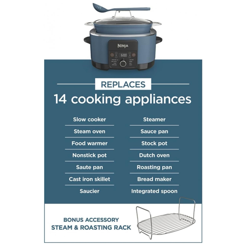 Ninja Foodi PossibleCooker PRO 805 litros MultiCooker MC1001 com 8 em 1 Cooker Lento Forno Holandês Vaporizador e Mais Tampa de Vidro com Colher - Imagem 9