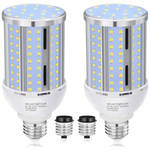 Lâmpada LED Corn 60W (2 un)6900LM 5000Kfanless base E26/E39ideal para garagem galpão fábrica oficina e área externaXYCN.