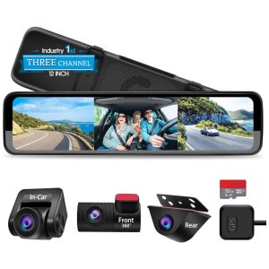 Câmera Veicular Frontal Retrovisor á Prova d com Sensor GPS e Modo Estacionamento PORMIDO D50 Preto