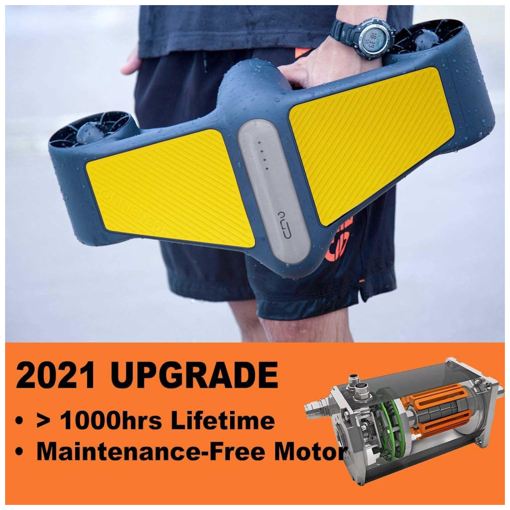 Scooter Subaquática Propulsor de Mergulho com Dupla Hélice e Suporte para Go Pro G Geneinno Laranja - Imagem 6