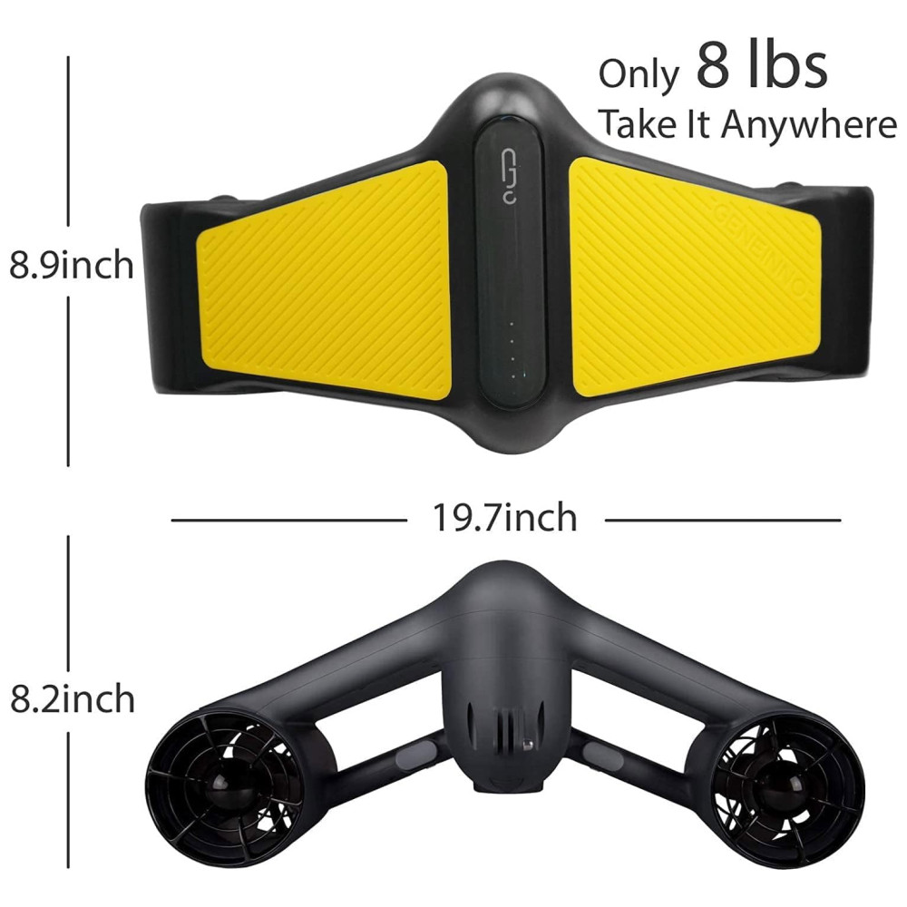 Scooter Subaquática Propulsor de Mergulho com Dupla Hélice e Suporte para Go Pro G Geneinno Laranja - Imagem 8