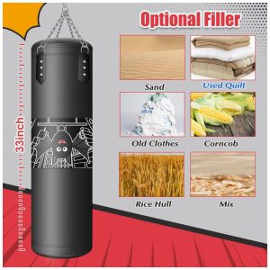 Saco de pancadas infantil YORWHIN 84cm pendurado preto em oxford e couro PU com luvas infantis 170g