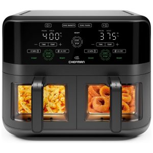 Fritadeira Elétrica Airfryer com 2 Cestos de 3L e Janela de Visualização 110V 1700W CHEFMAN Preto e Cinza