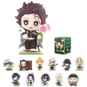 Blind Box Caixa SurpresaMini Figuras de Ação da Série POP MART Kimetsu no Yaiba Birth Flower Embalagem Surpresa com Miniaturas de Design Variado.