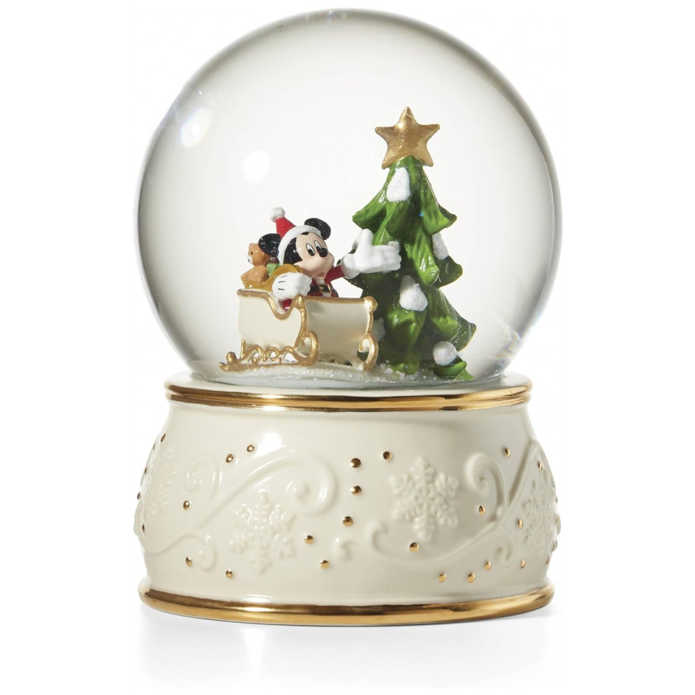 Globo de Neve Lenox Mickey Mouse em Porcelana com Detalhes em Ouro 24K 14 cm de Altura