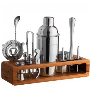 Mixology Kit Bn Profissional 23 Peças em Aço Inoxidável com Suporte e Livro de Receitas