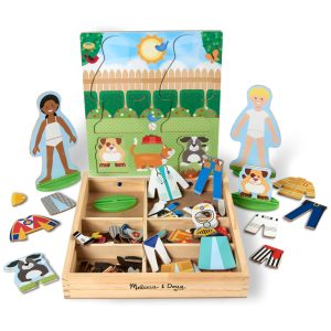 Kit Bonecos Magnéticos Infantil para Vestir de Madeira com 74 Peças para Crianças Acima de 3 Anos Melissa & Doug