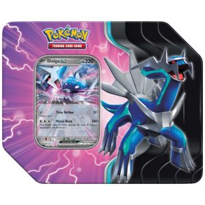 Lata cartas Pokémon TCG Azure Legends Tin Pokémon multicolorida com 1 carta promo ex e 5 boosters