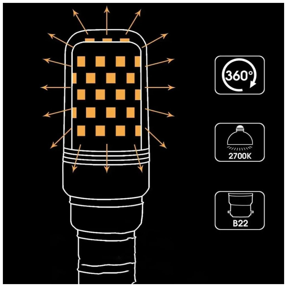 Kit 10 Lâmpadas LED Vela Milho 12W E27 Luz Quente 220V Econômicas para Iluminação Comercial, Residencial e Expositores, Alta Durabilidade, YNiuniunnq - Imagem 4