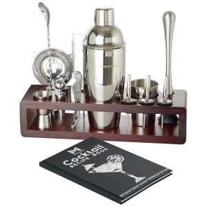 Modern Mixology Kit Bn Profissional 24 Peças em Aço Inoxidável com Suporte e Livro de Receitas