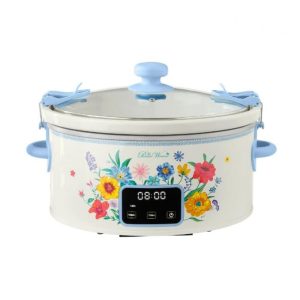 Panela elétrica slow cooker digital 6L Pioneer Woman Brilliant Blooms com tampa travável touchscreen programável e 3 níveis de aquecimento 210W 110V