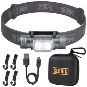 Lanterna de Cabeça 1000LM 3 Modos de Luz à Prova D IPX8 Alcace 200M 5W 110v SLONIK SLK HD 10W G2 GR Preto