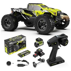 Carro de Controle Remoto Off-Road Escala 1:10 com Velocidade de 80 km/h Alcance 150 Metros e à Prova D'água AMORIL RZ001G-A Preto e Verde