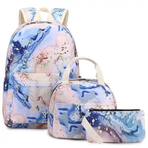 Mochila escolar Bluboon juvenil feminina laranja conjunto 3 peças com lancheira térmica e estojo para notebook 355 cm