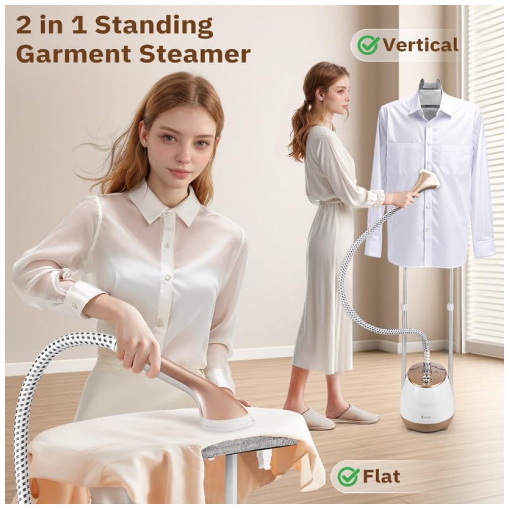 HAPAIS: Vaporizador de Roupas com 1800W de Potência e Design Duplo Ajustável, Modos de Passar a Ferro e Vaporização em Pé e Pendurado, 10 Modos de Pas - Imagem 3