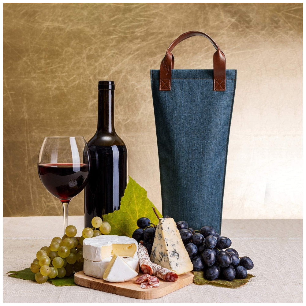 Bolsa Térmica para Vinho Tirrinia Transporte Fácil e Elegante para Viagens Piqueniques e Presentes - Azul - Imagem 6
