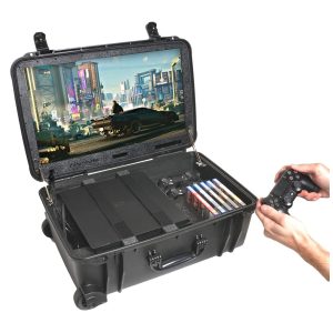 Estação de game portátil com monitor. Console e acessórios não incluídos CASE CLUB Preto