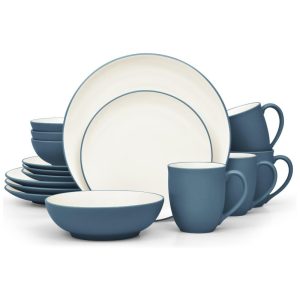 Aparelho de Jantar para Todas as Ocasiões com 16 Peças Formato Redondo e Material de Cerâmica Noritake Azul