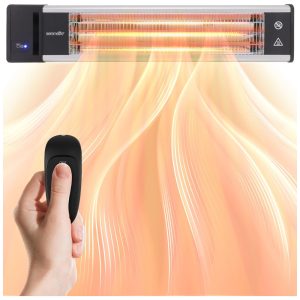 Aquecedor Elétrico Infravermelho Externo de Parede com Controle Remoto 110V 1500W SereneLife Preto