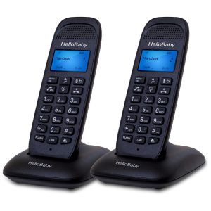 Telefone sem Fio HelloBaby DECT 6.0 para Ambientes Residenciais e Comerciais com 2 Ramais Bloqueio de Chamadas Alcance de 304m Viva-voz e Identificador de Chamadas
