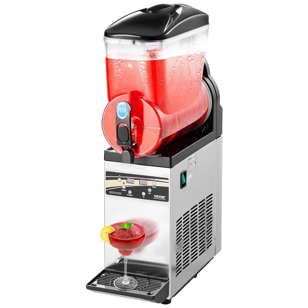 Máquina de Frozen VEVOR, Tanque Único de 15L para Uso Comercial, 60 Copos em Aço Inoxidável para Margarita, Smoothie e Bebidas Congeladas,
