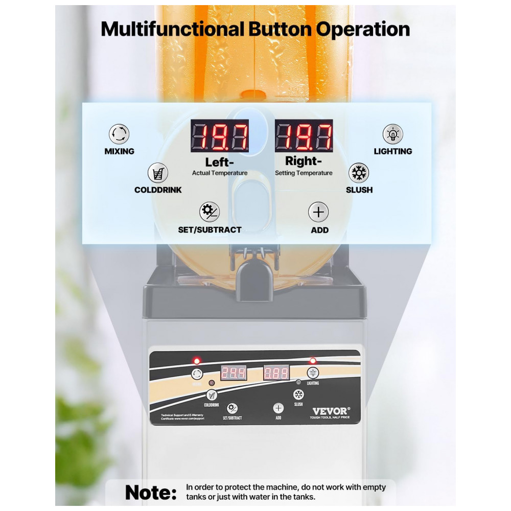 Máquina de Frozen VEVOR, Tanque Único de 15L para Uso Comercial, 60 Copos em Aço Inoxidável para Margarita, Smoothie e Bebidas Congeladas, - Imagem 4