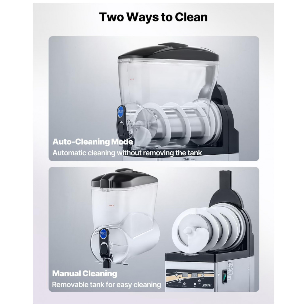 Máquina de Frozen VEVOR, Tanque Único de 15L para Uso Comercial, 60 Copos em Aço Inoxidável para Margarita, Smoothie e Bebidas Congeladas, - Imagem 5