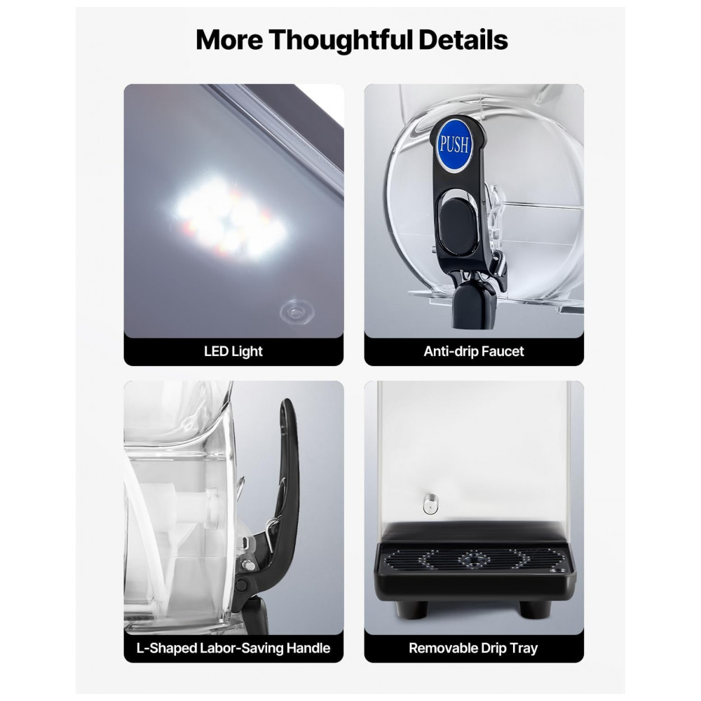 Máquina de Frozen VEVOR, Tanque Único de 15L para Uso Comercial, 60 Copos em Aço Inoxidável para Margarita, Smoothie e Bebidas Congeladas, - Imagem 6