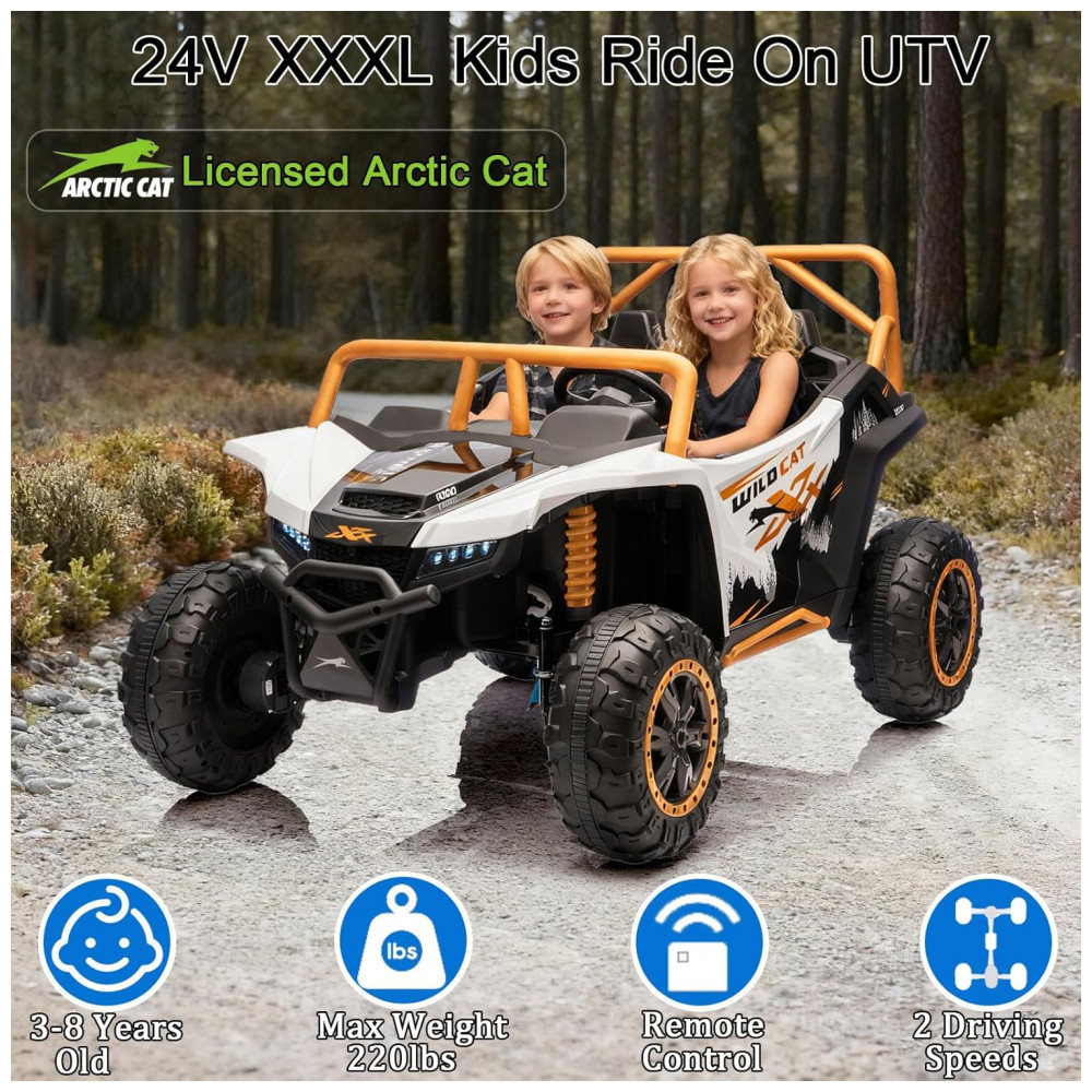 Carro Elétrico Infantil Arctic Cat UTV 24V Preto XXXL 2 Lugares com Controle Remoto, Bluetooth, Luzes LED e Suspensão Premium - Imagem 2