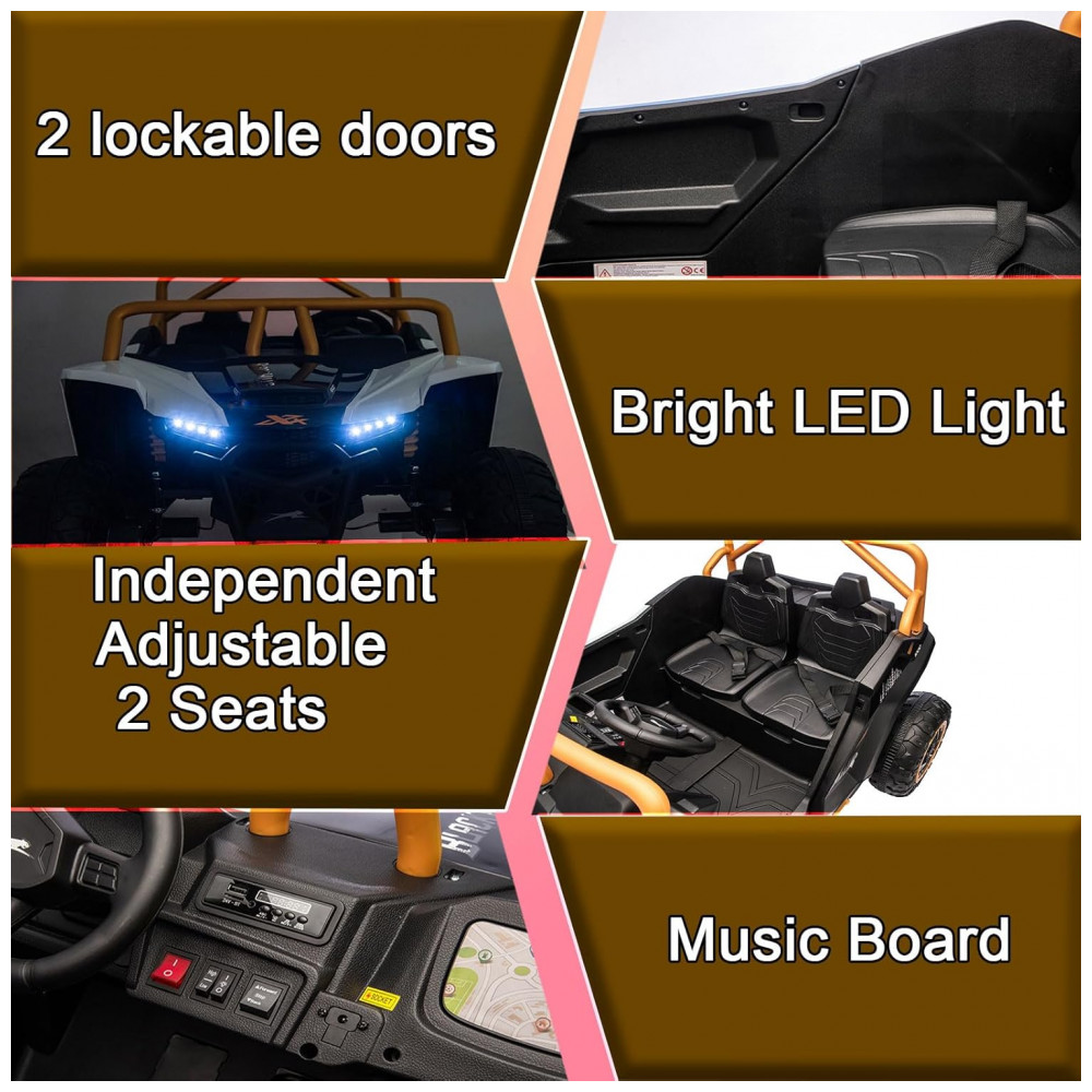 Carro Elétrico Infantil Arctic Cat UTV 24V Preto XXXL 2 Lugares com Controle Remoto, Bluetooth, Luzes LED e Suspensão Premium - Imagem 3