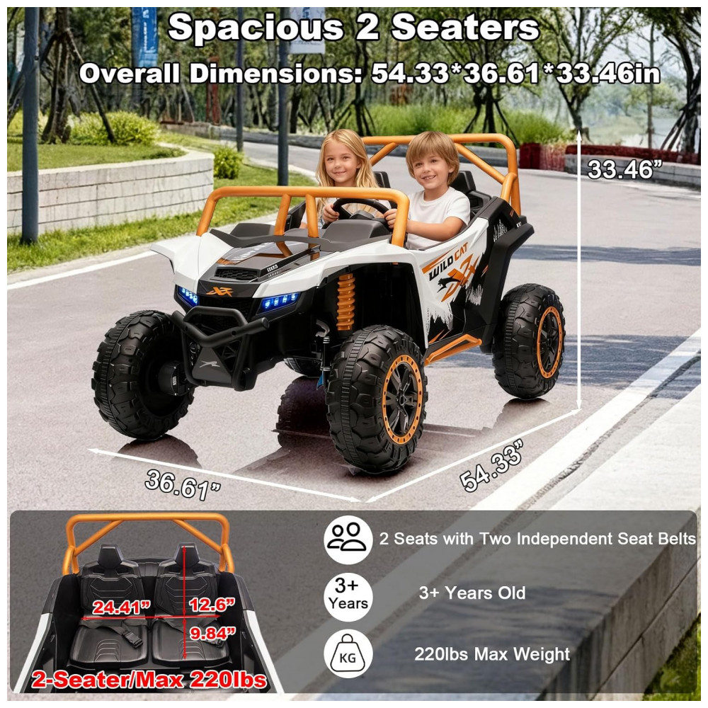 Carro Elétrico Infantil Arctic Cat UTV 24V Preto XXXL 2 Lugares com Controle Remoto, Bluetooth, Luzes LED e Suspensão Premium - Imagem 7