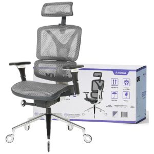 Cadeira de Escritório Ergonômica com Encosto em Malha Nouhaus ErgoPRO Prata