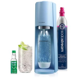 SodaStream Terra Sparkling Water Maker Misty Blue com CO2 Garrafa DWS e Bubly Drop