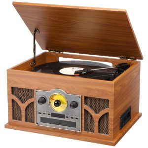 Toca-discos 10 em 1 com Alto-falantes Integrados e Reprodução sem Fio MahoganyRetrolife