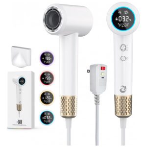 Secador de Cabelo KARFUN Plasma 1500W com Tecnologia Iônica Positiva e Negativa LED Display 110V 5 Temperaturas e 2 Velocidades - Branco