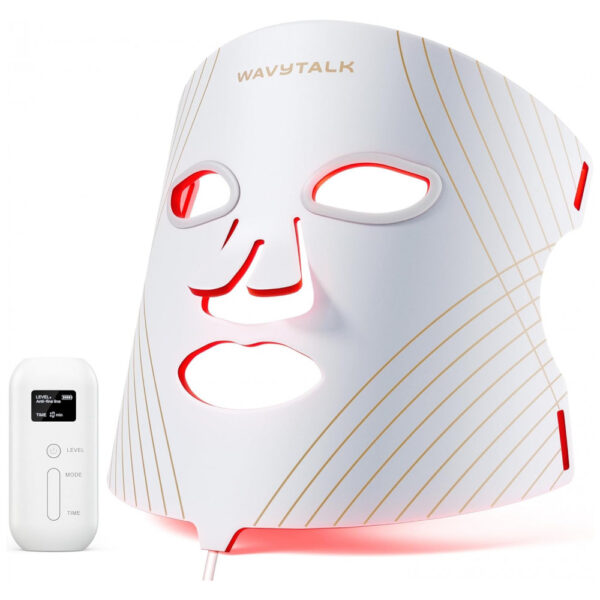 Máscara de Terapia com Luz Vermelha Wavytalk para o Rosto, Máscara de LED Glow Time para Terapia de Luz Facial Anti Rugas, Tratamento de Acne e Rejuve
