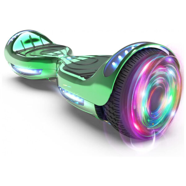 Hoverboard HOVERSTAR HS2.01 Bluetooth Flash Wheel 6,5" Verde Cromado com Luzes LED para Crianças e Adultos