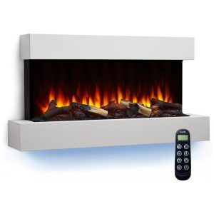 Lareira Elétrica de Parede Flutuante A59x110L cm com Controle Remoto 110V SIMPLIFIRE Branca